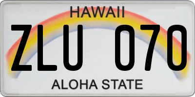 HI license plate ZLU070
