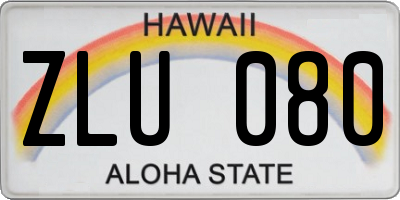 HI license plate ZLU080