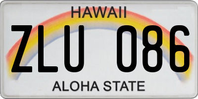 HI license plate ZLU086