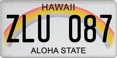 HI license plate ZLU087