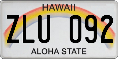 HI license plate ZLU092