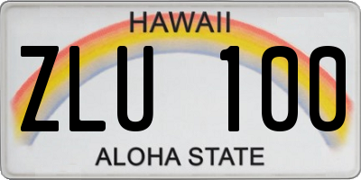 HI license plate ZLU100