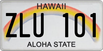 HI license plate ZLU101