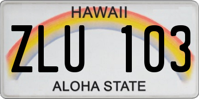 HI license plate ZLU103