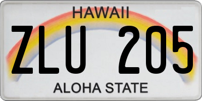 HI license plate ZLU205