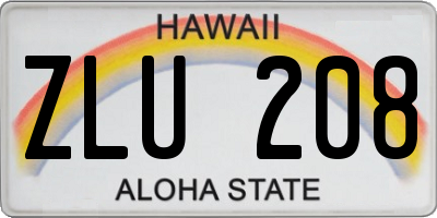 HI license plate ZLU208