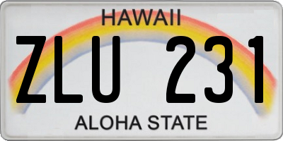 HI license plate ZLU231