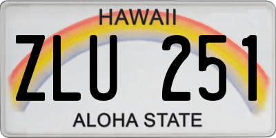 HI license plate ZLU251