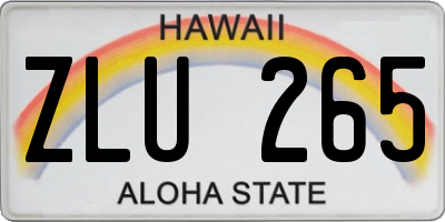 HI license plate ZLU265