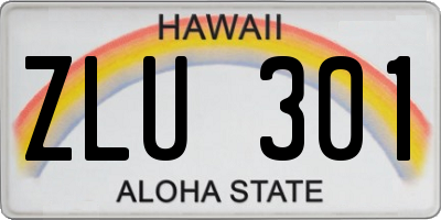 HI license plate ZLU301