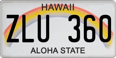 HI license plate ZLU360