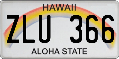 HI license plate ZLU366