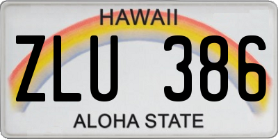 HI license plate ZLU386