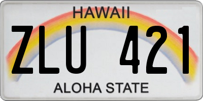 HI license plate ZLU421
