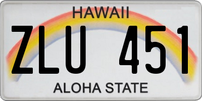 HI license plate ZLU451