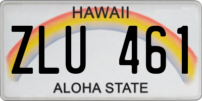 HI license plate ZLU461