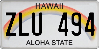 HI license plate ZLU494