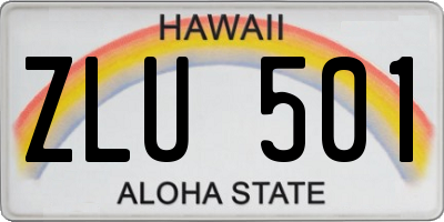 HI license plate ZLU501