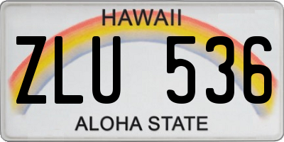 HI license plate ZLU536