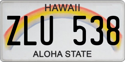 HI license plate ZLU538