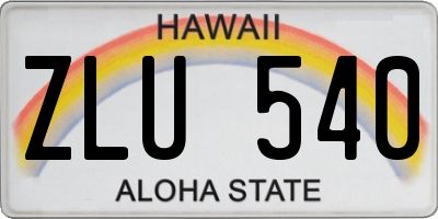 HI license plate ZLU540