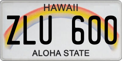 HI license plate ZLU600