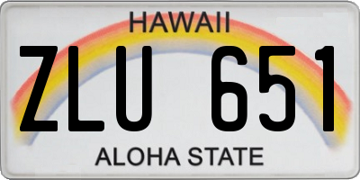 HI license plate ZLU651