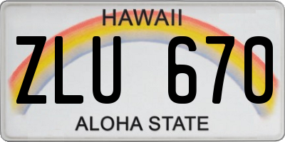HI license plate ZLU670