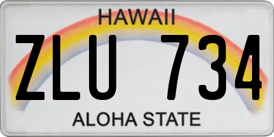 HI license plate ZLU734