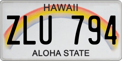 HI license plate ZLU794