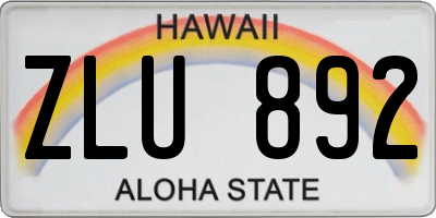 HI license plate ZLU892