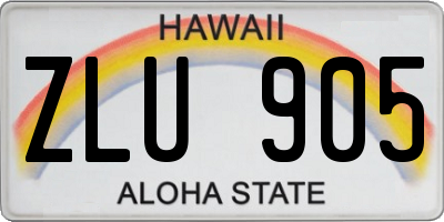 HI license plate ZLU905