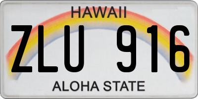 HI license plate ZLU916