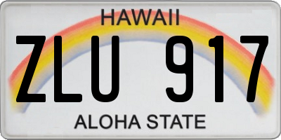 HI license plate ZLU917