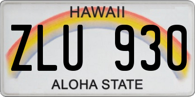 HI license plate ZLU930