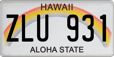 HI license plate ZLU931