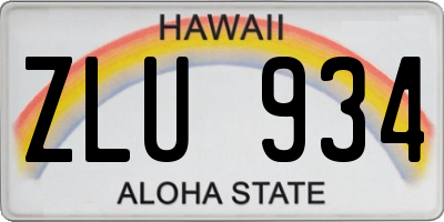HI license plate ZLU934