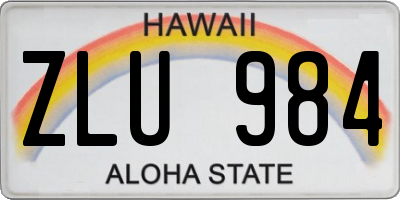 HI license plate ZLU984