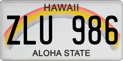 HI license plate ZLU986