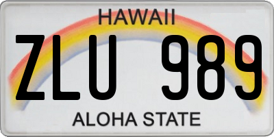 HI license plate ZLU989