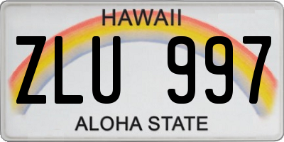 HI license plate ZLU997