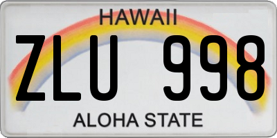HI license plate ZLU998