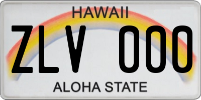 HI license plate ZLV000