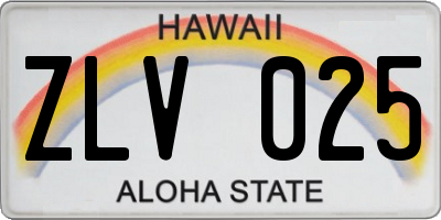 HI license plate ZLV025