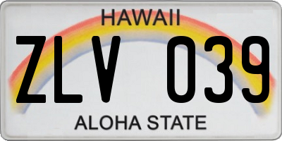 HI license plate ZLV039