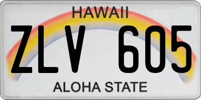 HI license plate ZLV605