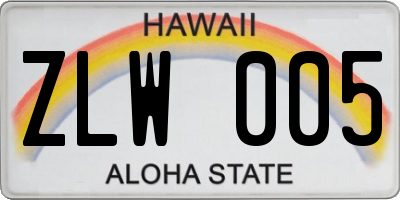 HI license plate ZLW005