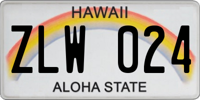 HI license plate ZLW024