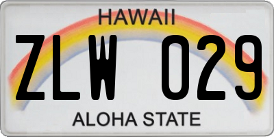 HI license plate ZLW029