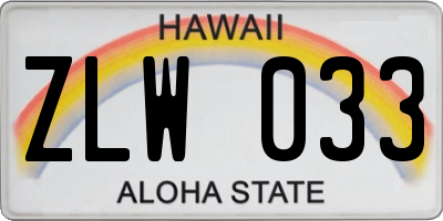 HI license plate ZLW033